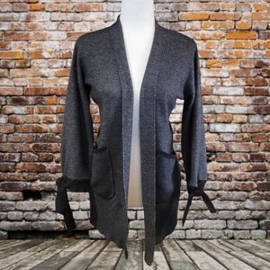 Elegant Dark Gray Open-Front Cardigan
